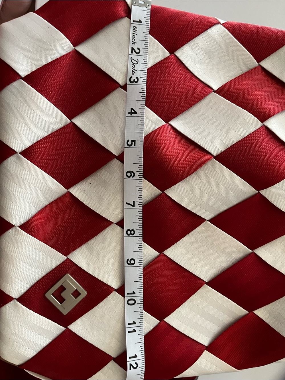 Maggie Bags Red & White woven seatbelts. Backpack purse - Picture 5 of 6